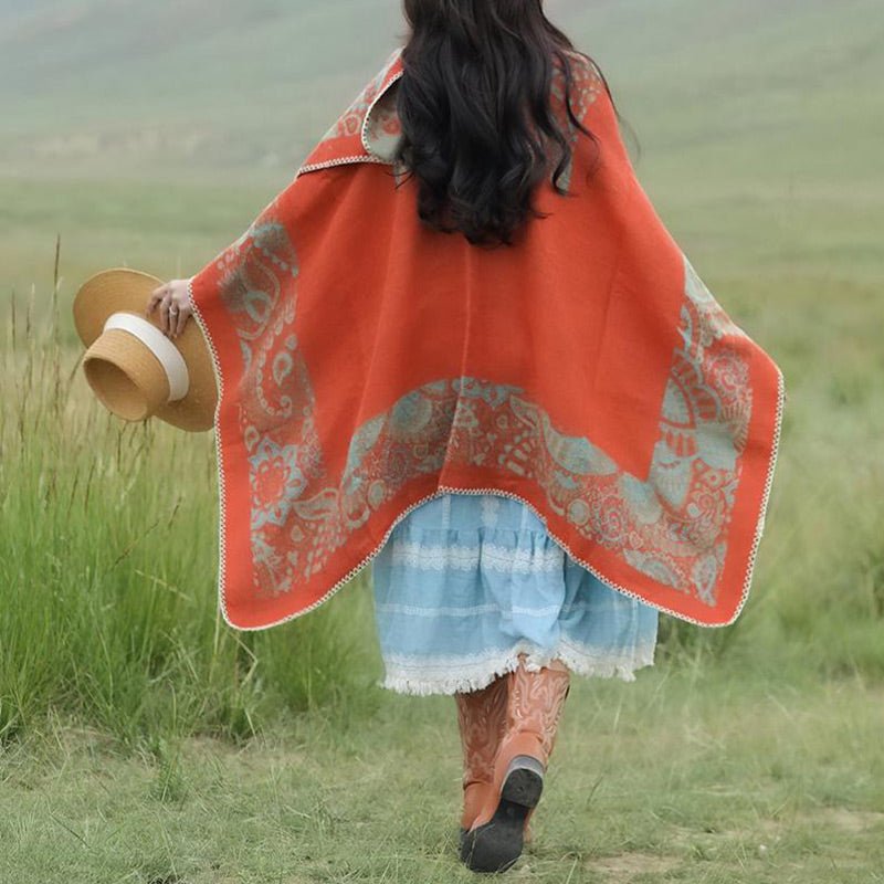 Tibetan Shawl Simple Pattern Winter Cozy Travel Scarf Wrap