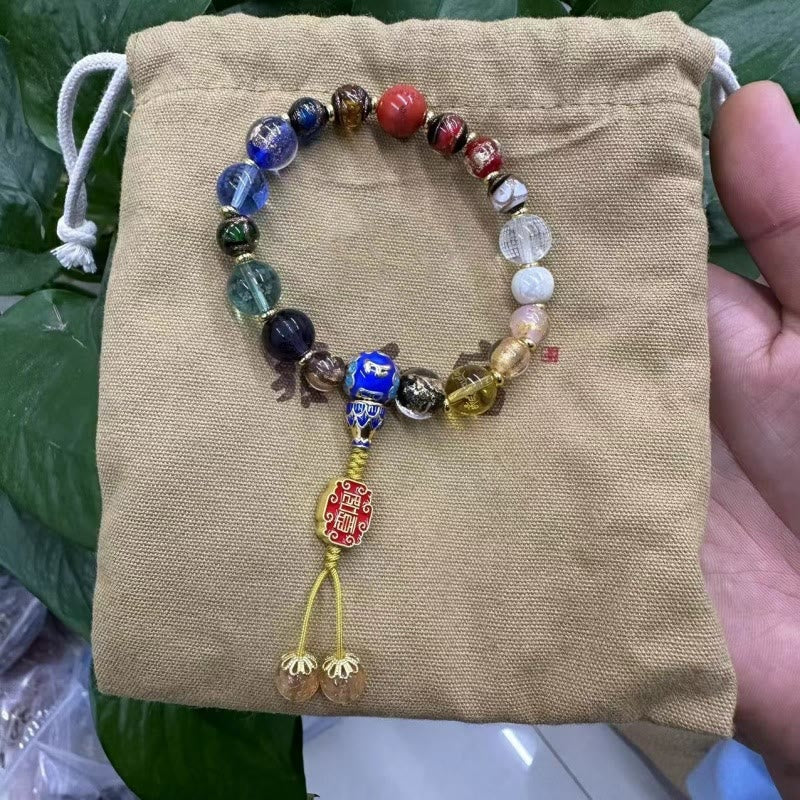 Tibetan Colorful Incense Ash Liuli Glass Bead Om Mani Padme Hum Dorje Vajra 18 Beads Wrist Mala