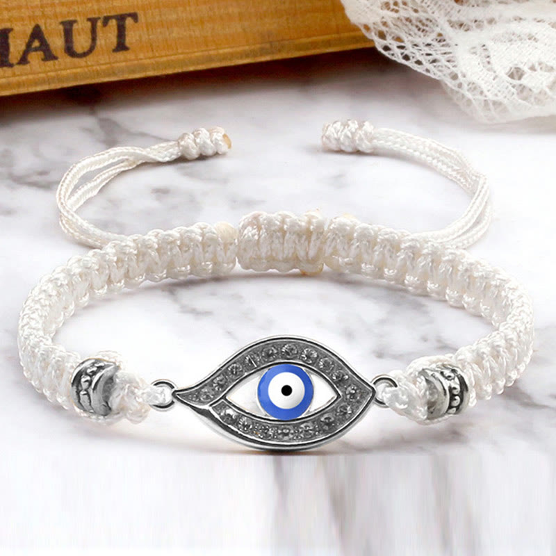 Handmade Evil Eye Red String Braided Bracelet with Gold or Silver Border