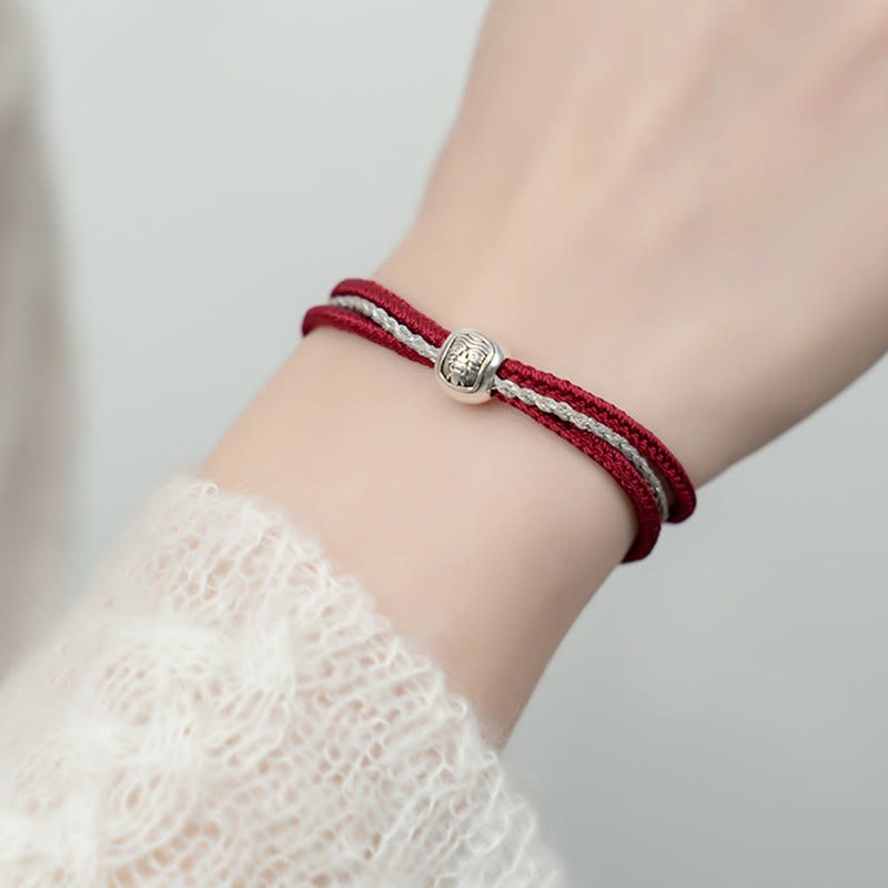 925 Sterling Silver Tibetan Zakiram Goddess Braided Red String Bracelet
