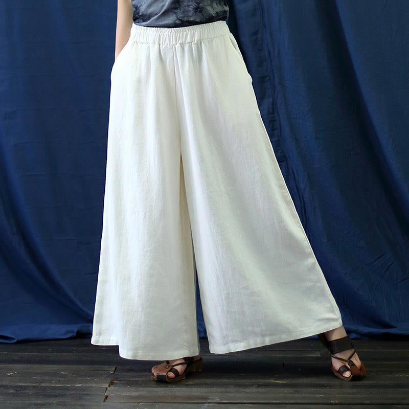 Flower Jacquard Midi Dress Long Sleeve Cotton Linen Dress Wide Leg Pants With Pockets