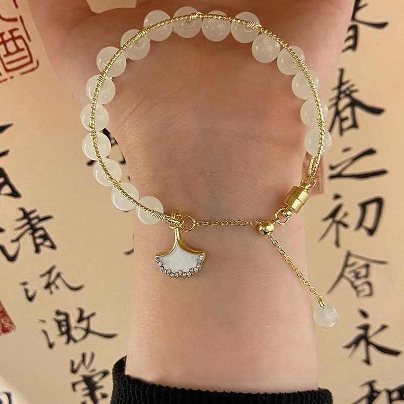 Ginkgo Leaf Jade Bead Luck Bracelet