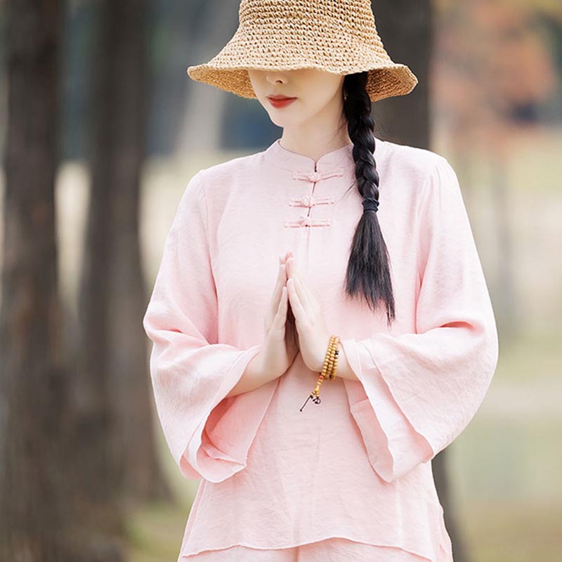 Handcrafted Cotton Linen Relaxed Meditation Tai Chi Two-Piece Set