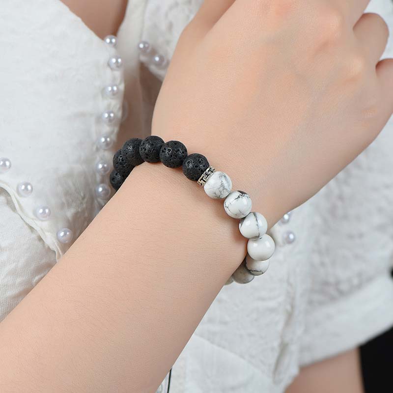 Yin Yang Lava Stone Protection Bracelet