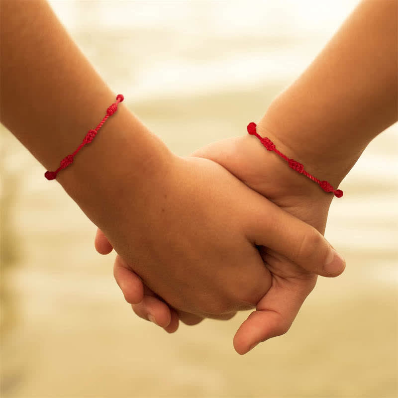 4-Piece Evil Eye Seven Knot Red String Adjustable Bracelet Set