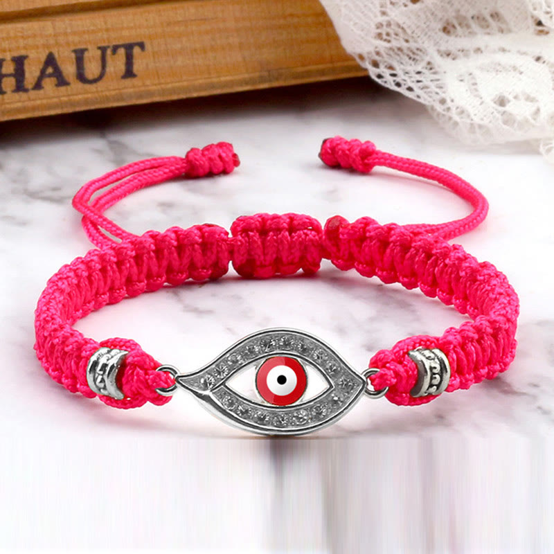 Handmade Evil Eye Red String Braided Bracelet with Gold or Silver Border
