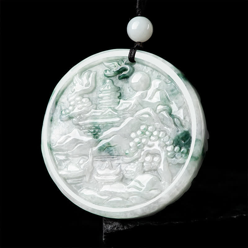 Mountain Landscape Jade Abundance String Necklace