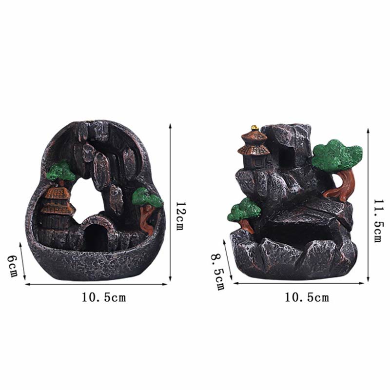Zeniora Mountain Bridges Resin Backflow Incense Burner for Meditation