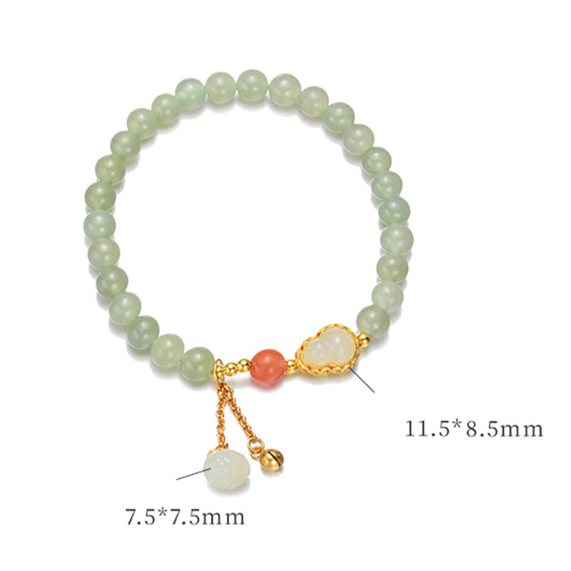 925 Sterling Silver Hetian Jade Lotus Gourd Bracelet