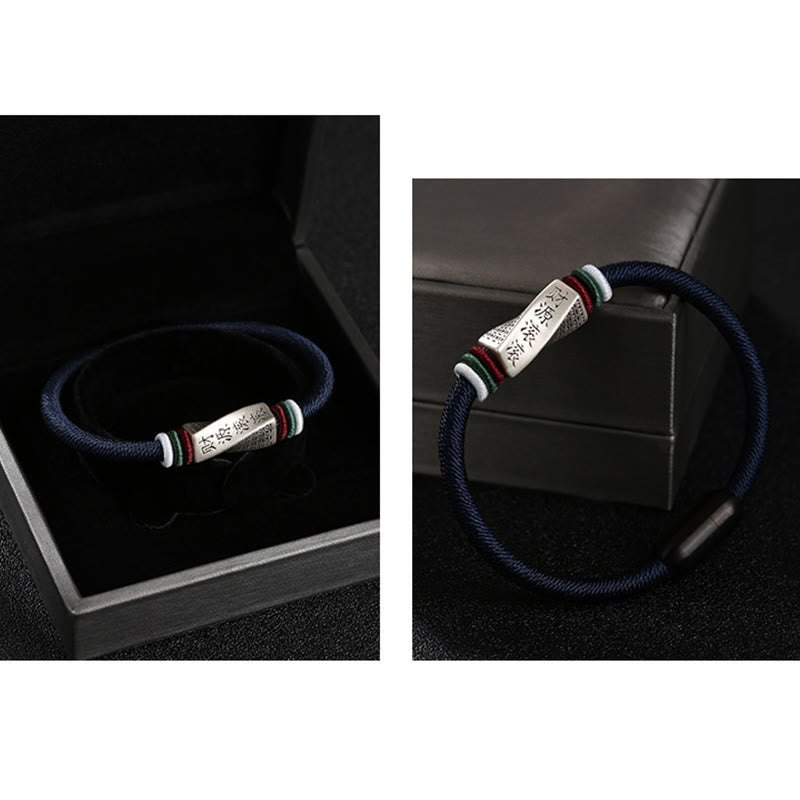 Handmade 999 Sterling Silver String Buckle Blessing Bracelet