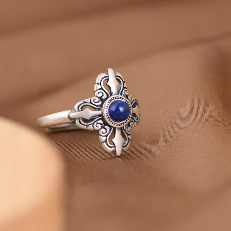 Tibet 925 Sterling Silver Natural Lapis Lazuli Adjustable Ring