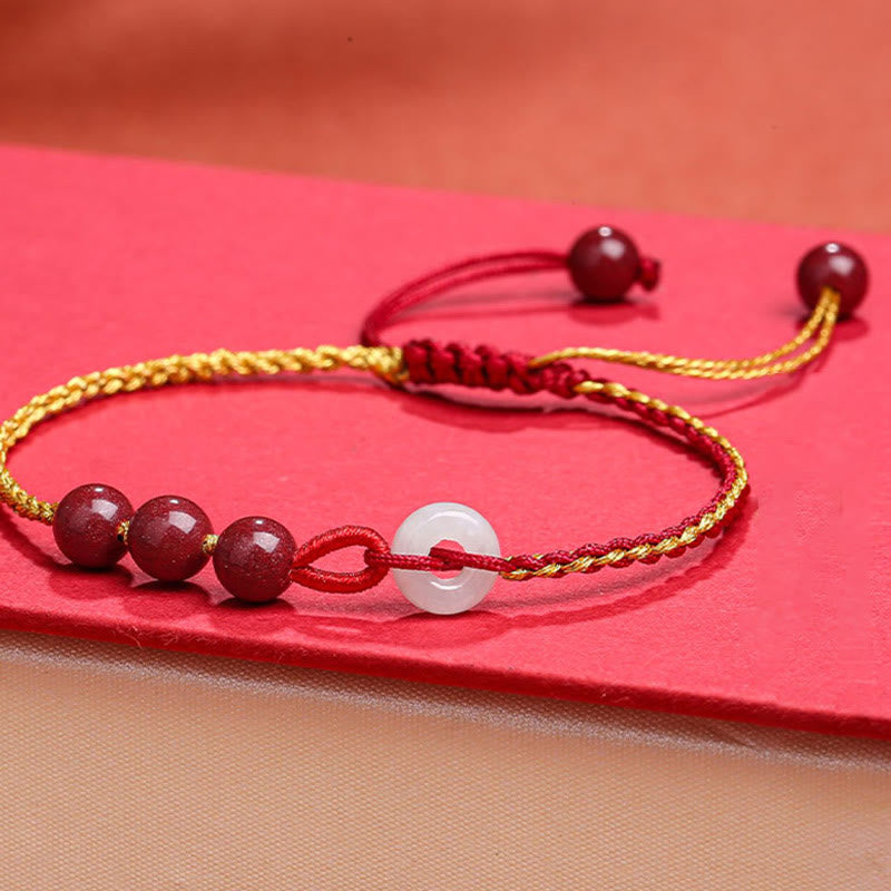 Natural Cinnabar Jade Peace Buckle Blessing Bracelet