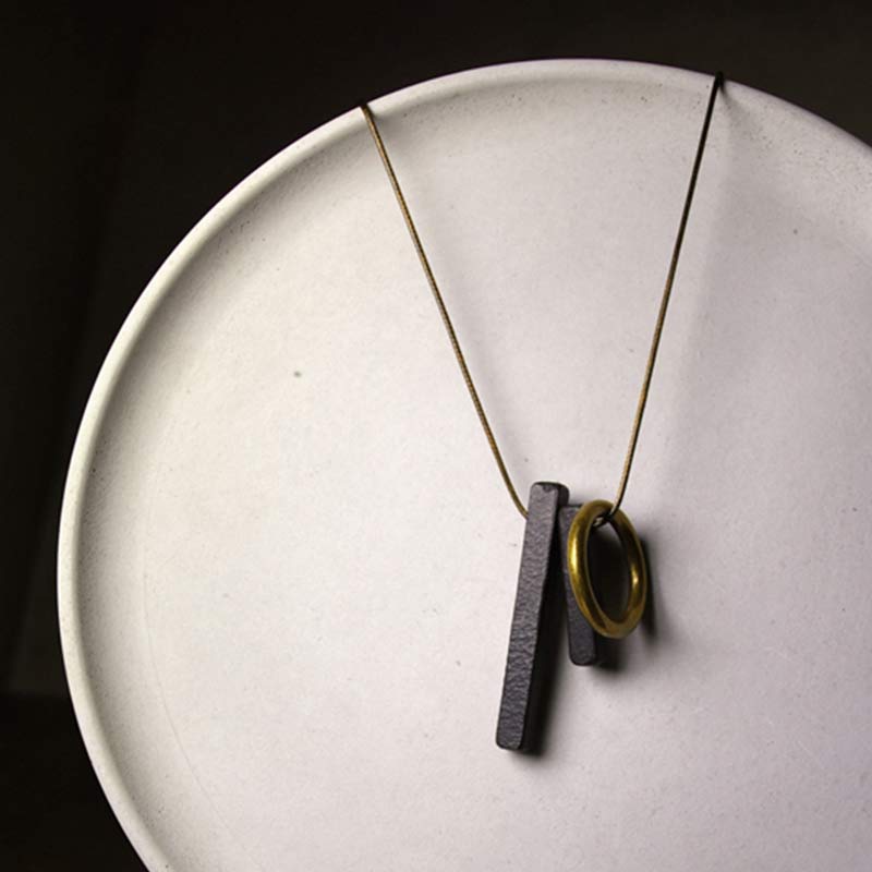 Zen Circle Ebony Wood Enlightenment Necklace Pendant