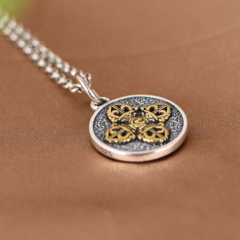 925 Sterling Silver Double Dorje Vajra Blessing Necklace Pendant