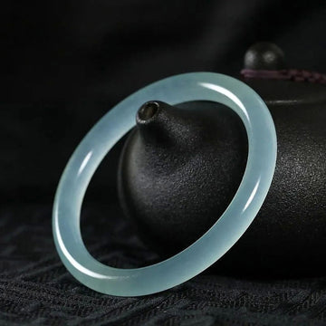 Natural Jade Hand-Carved Solid Gemstone Bangle Bracelet