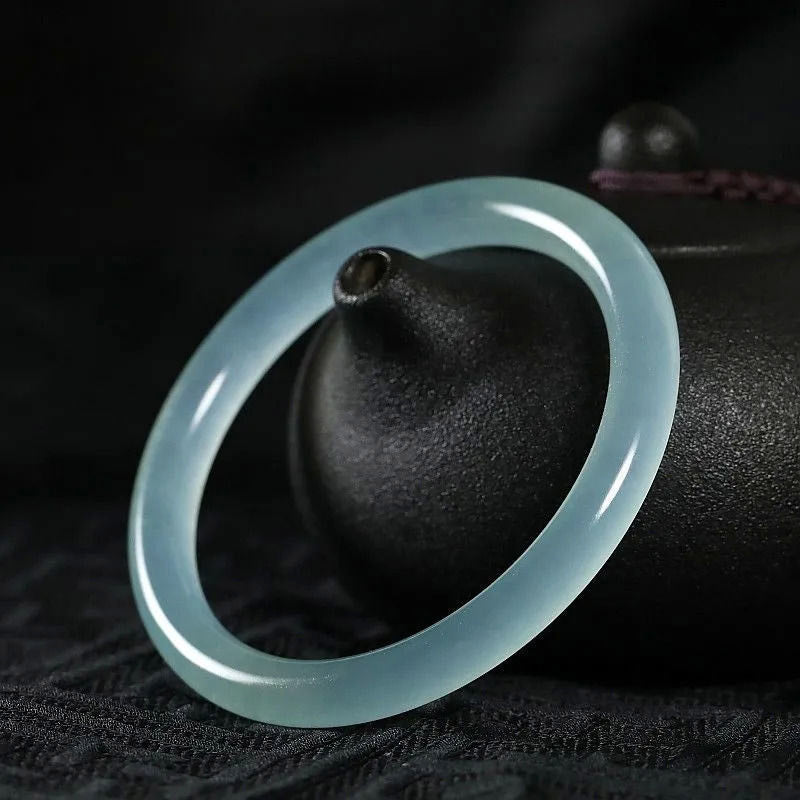Natural Jade Hand-Carved Solid Gemstone Bangle Bracelet