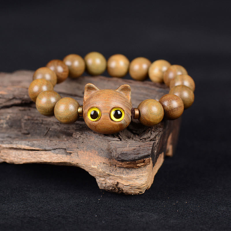 Ebony Wood Green Sandalwood Red Sandalwood Lovely Cat Balance Bracelet