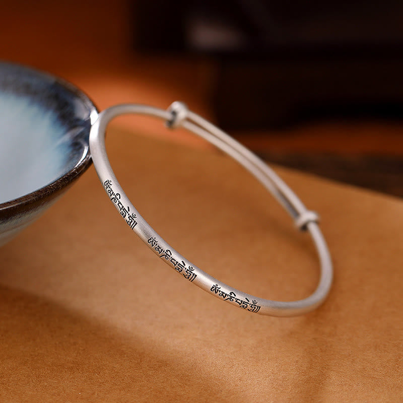 Tibetan 999 Sterling Silver Om Mani Padme Hum Love Bracelet Bangle