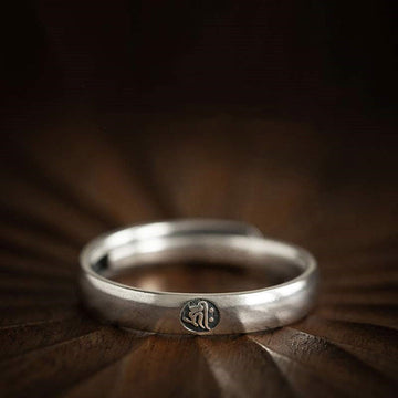 Chinese Zodiac Natal Buddha Couple Silver-plated Ring