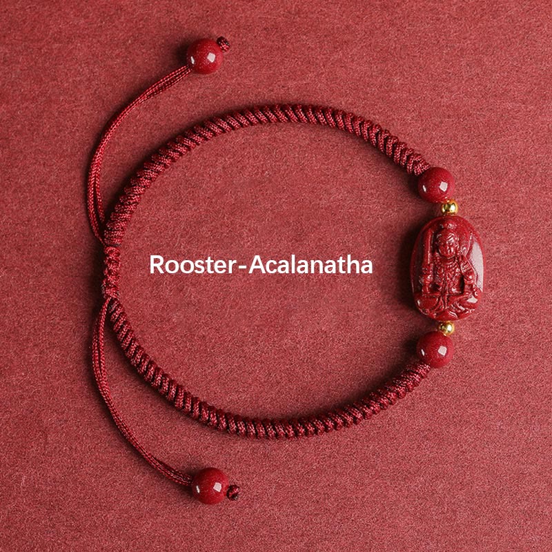 Chinese Zodiac Natal Buddha Cinnabar Keep Away Evil Spirits Rope Bracelet