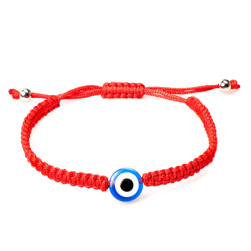 4-Piece Evil Eye Seven Knot Red String Adjustable Bracelet Set