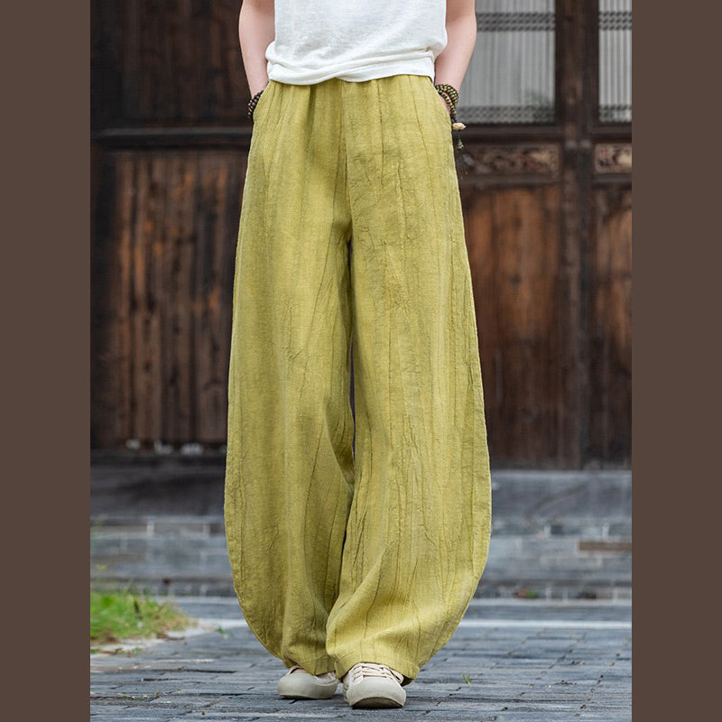 Ramie Cotton Linen Pants Tie-dye Design Trousers Loose Zen Yoga Women's Pants with Pockets