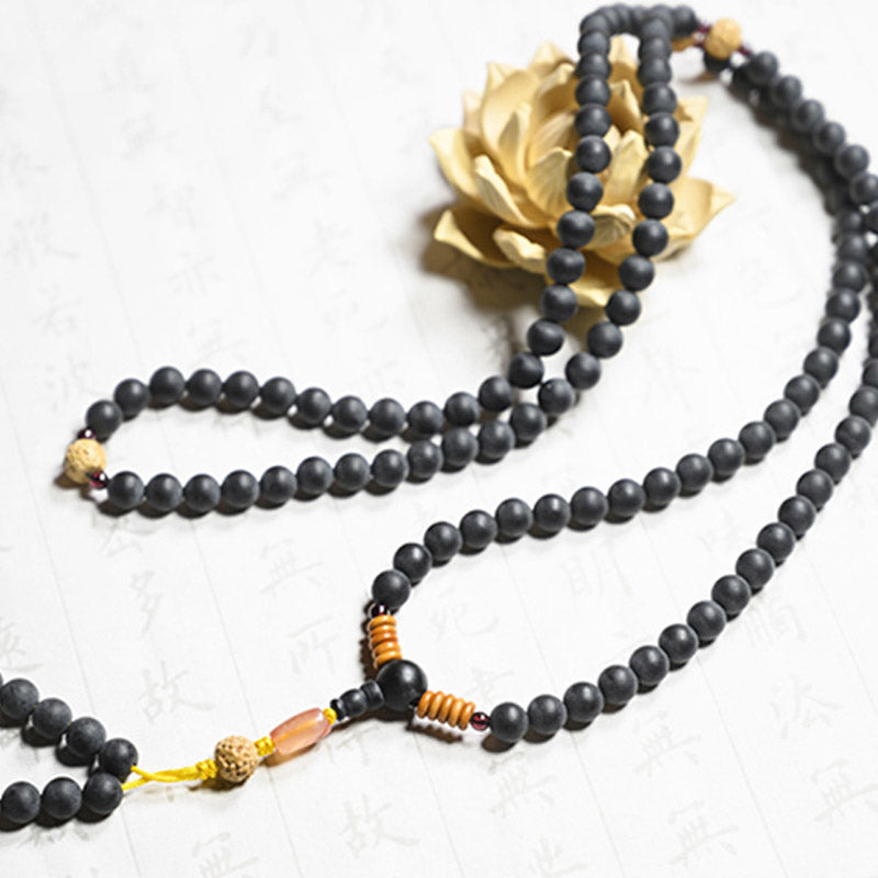 Tibetan Mala Cypress Bodhi Seed Red Agate Healing Bracelet