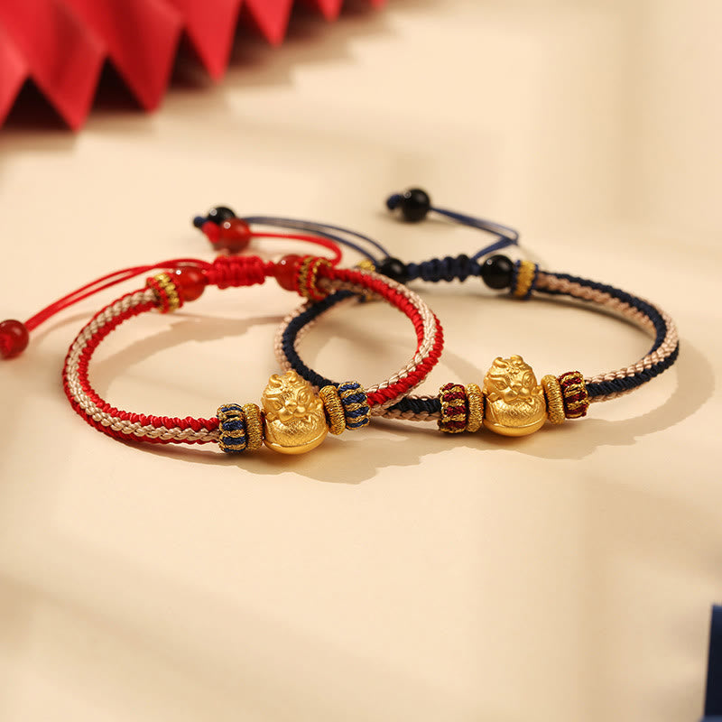 925 Sterling Silver Baby Dragon Luck Strength Handmade Braided Bracelet