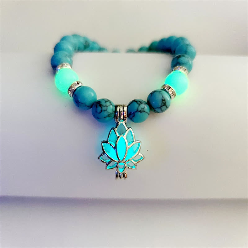 Tibetan Turquoise Glowstone Luminous Bead Lotus Protection Bracelet