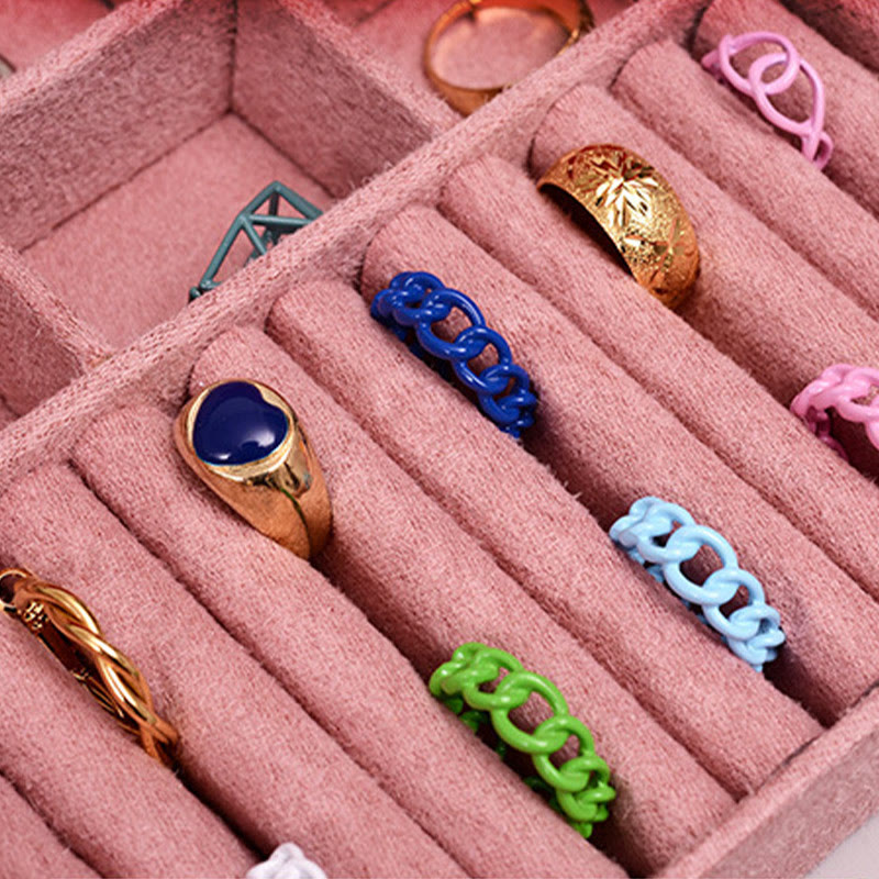 Elegant Two-Layer Flannel Jewelry Box Organizer with Secure Lock