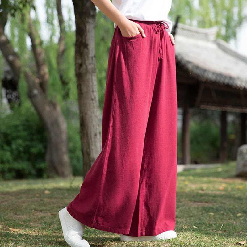 Plain Wide Leg Pants Dance Women's Yoga Pants With Pockets