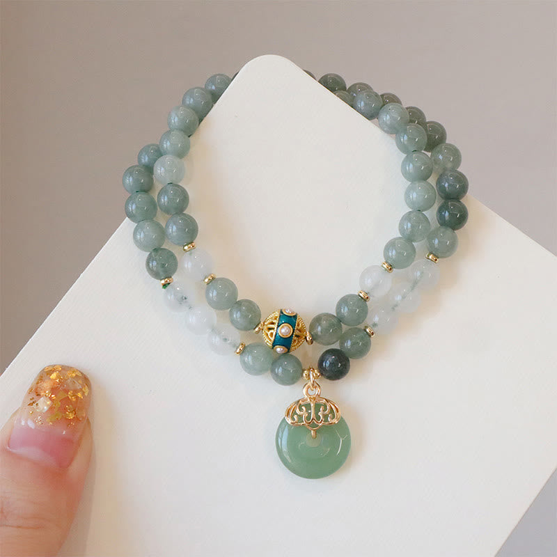 Single Double Layer Jade Peace Buckle Luck Bracelet