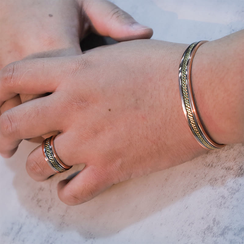 Magnetic Copper Balance Adjustable Cuff Bracelet Bangle Ring