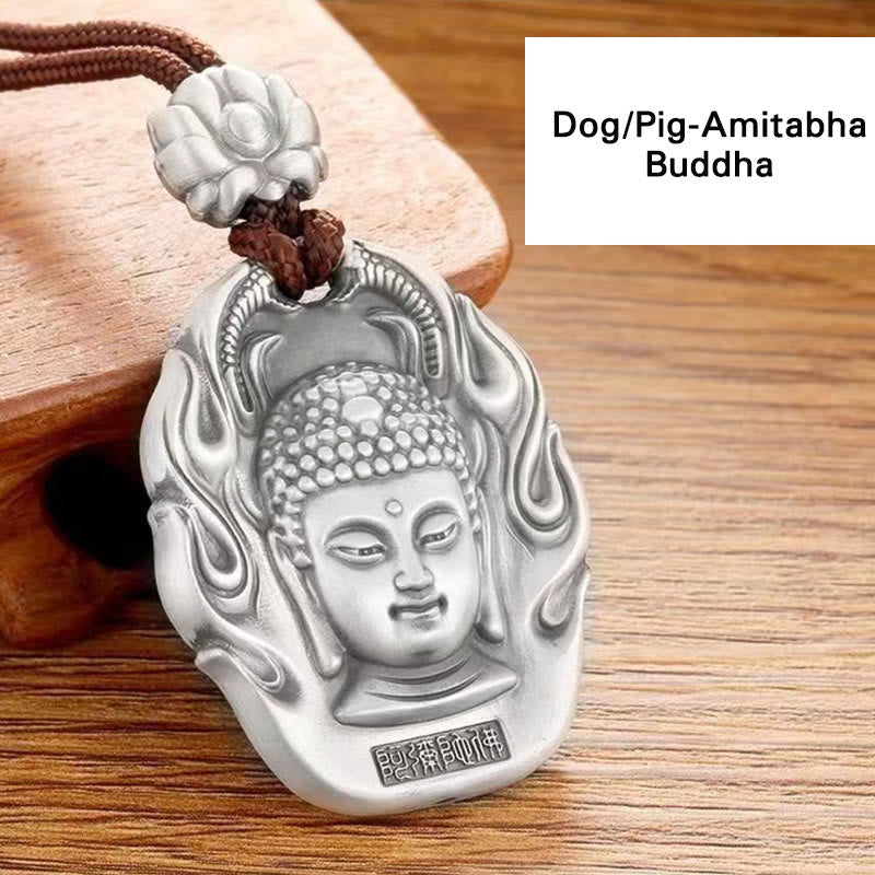 Chinese Zodiac Natal Buddha Om Mani Padme Hum Lotus Compassion Necklace Pendant