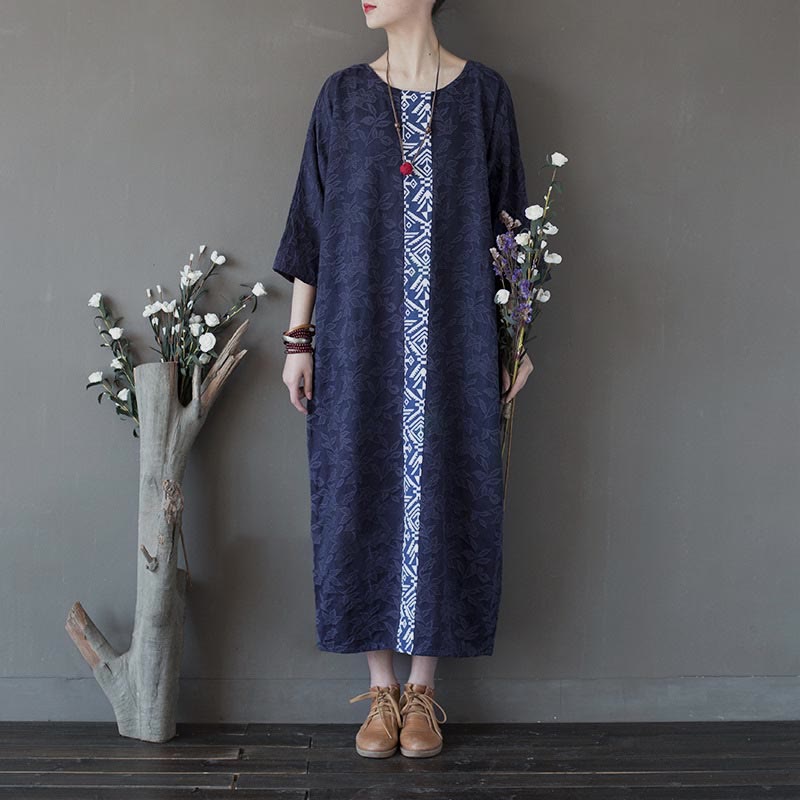 Cotton Floral Embroidered Jacquard Relaxed Midi Dress