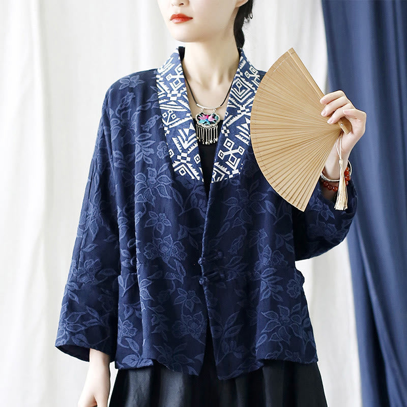 Cotton Jacquard V-Neck Mindful Meditation Jacket