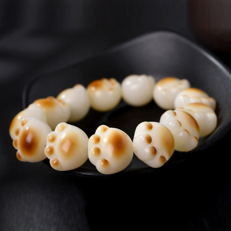 Cute Cat Paw Claw Bodhi Seed Peace Bracelet