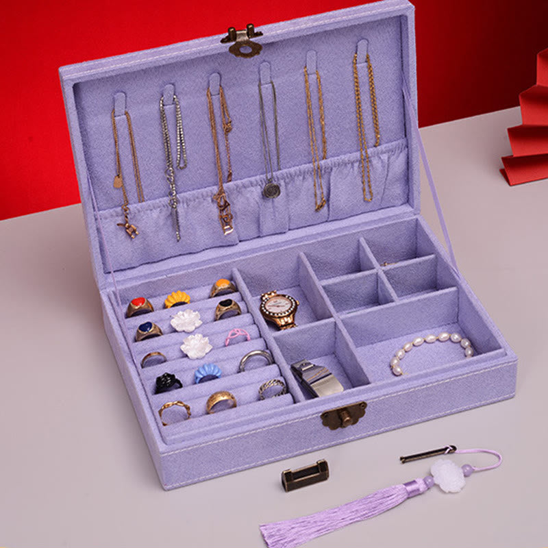 Minimalist Single Layer Flannel Jewelry Organizer with Secure Lock