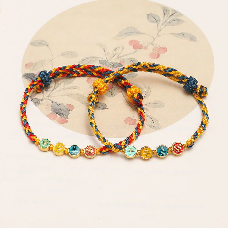 Handmade Dunhuang Art Inspired Vibrant Braided String Bracelet