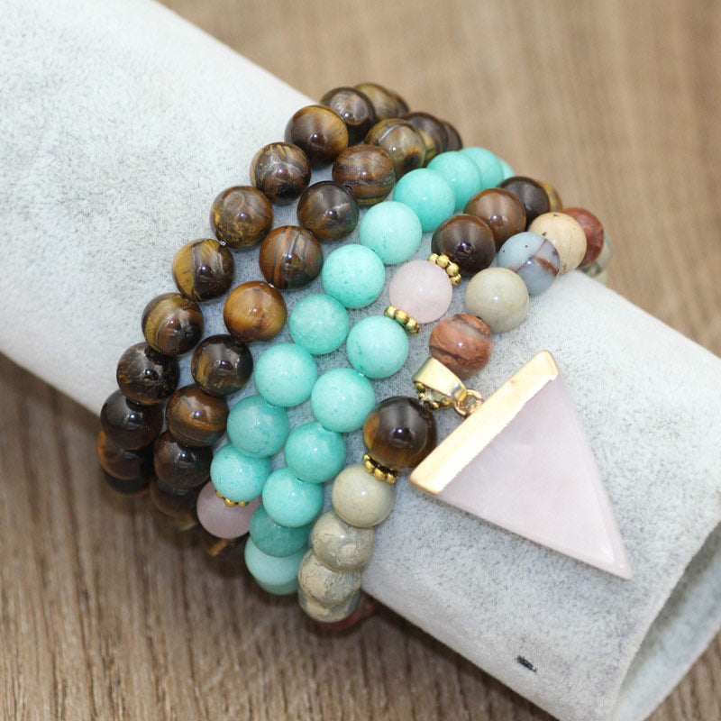 108 Beads Natural Stone Tiger Eye Mala Healing Bracelet