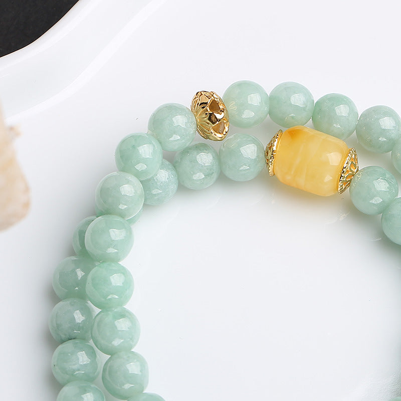 Sterling Silver & Gold Butterfly Bracelet with Natural Jade, Amber and Red Agate