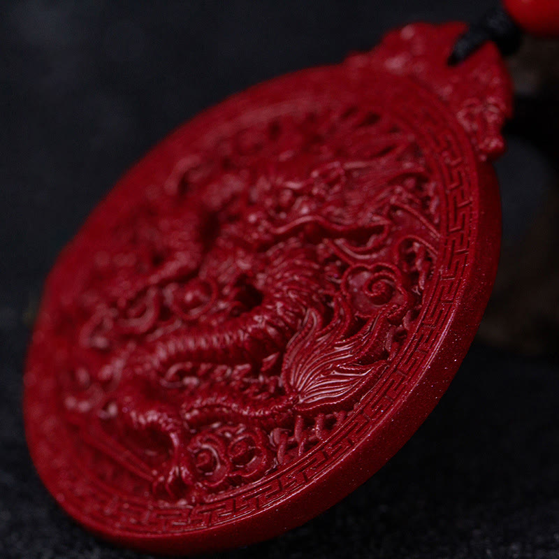 Year of the Dragon Natural Cinnabar Dragon Protection Necklace Pendant