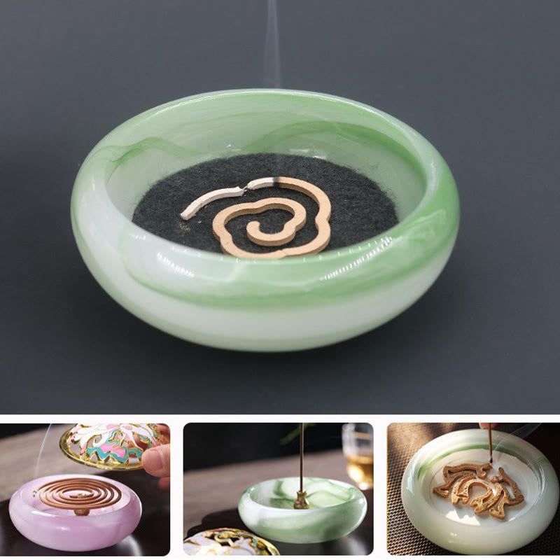 Handcrafted Liuli Crystal Nine-Tailed Fox Meditation Incense Burner