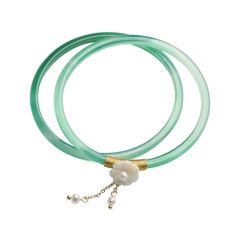 Natural Cyan White Jade Success Bracelet
