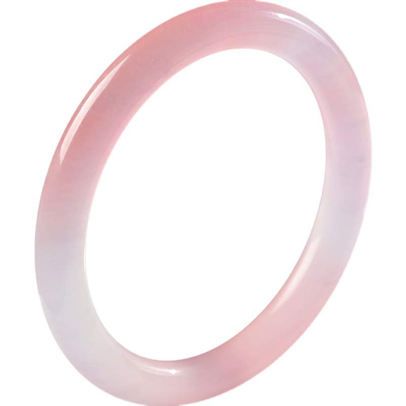 Natural Rose Quartz Solid Bangle Bracelet in Flat or Round Style