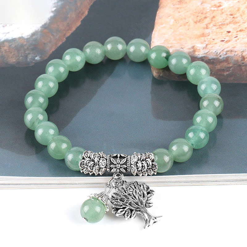 Natural Gemstone Tree of Life Lucky Charm Stretch Bracelet