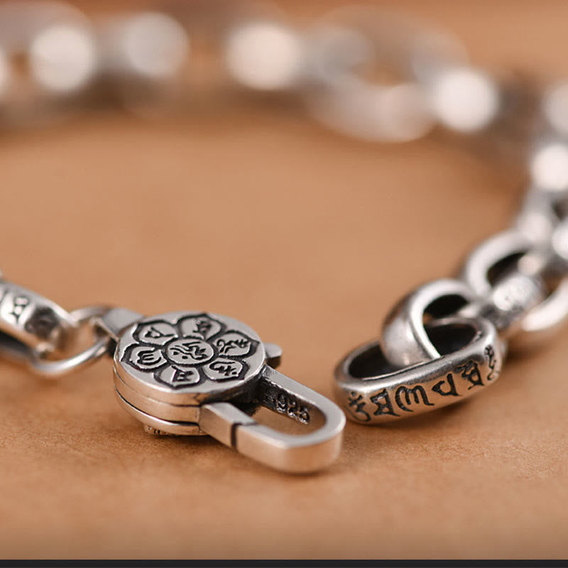 Engraved 925 Sterling Silver Om Mani Padme Hum Mantra Bracelet