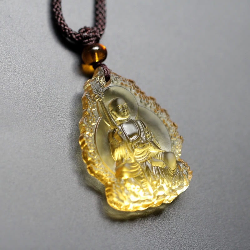 Ksitigarbha Buddha Liuli Crystal Serenity Amulet Necklace Pendant