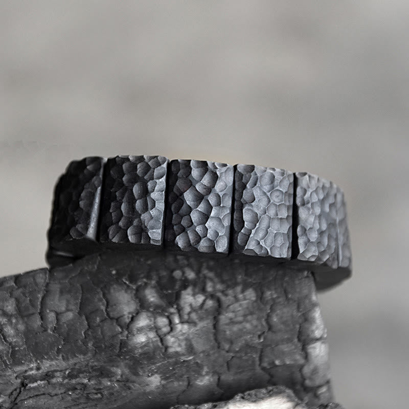 Vintage Ebony Wood Texture Peace Couple Bracelet