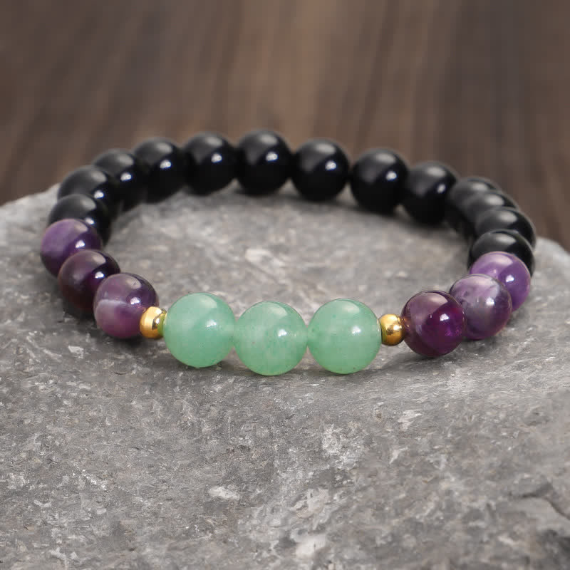 108 Mala Beads Amethyst Green Aventurine Lotus Meditation Bracelet